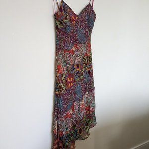 BCBGMaxAzria midi length patchwork silk dress Size 6